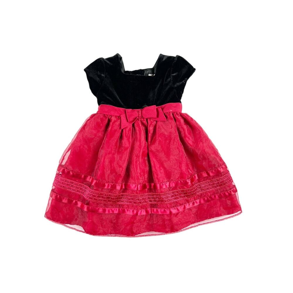 George Velvet Tulle Holiday Party Dress Black Red Size 3T
